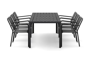 Siri Spisebord 205 cm med 6 Gardeno Spisestoler - Svart - Hagemøbler & utemiljø - Hagegruppe - Spisegrupper hage