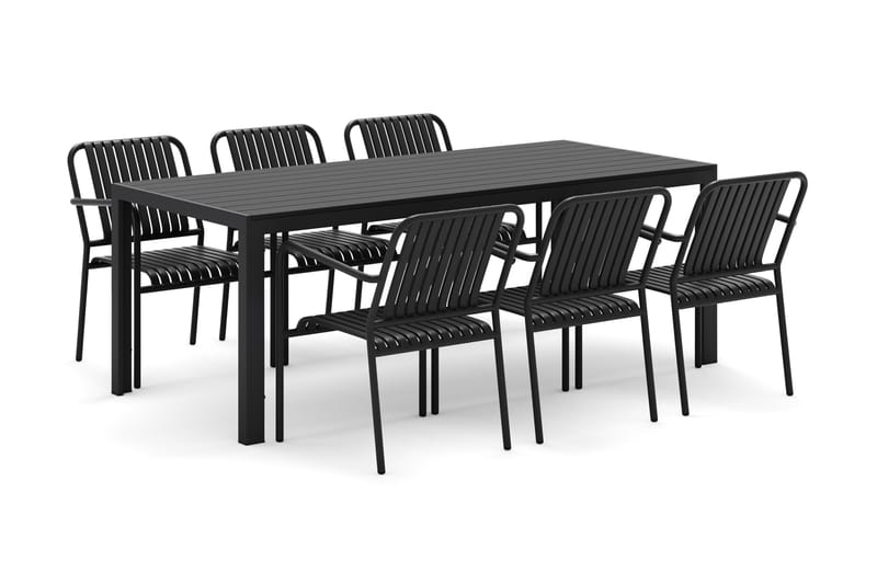 Siri Spisebord 205 cm med 6 Gardeno Spisestoler - Svart - Hagemøbler & utemiljø - Hagegruppe - Spisegrupper hage