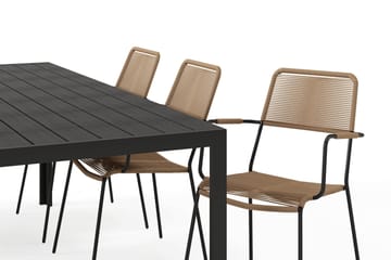Siri Spisebord 205 cm med 6 Lindos Spisestoler - Svart - Hagemøbler & utemiljø - Hagegruppe - Spisegrupper hage