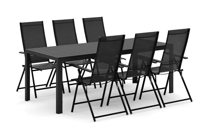 Siri Spisebord 205 cm med 6 Sanna Spisestoler, Svart