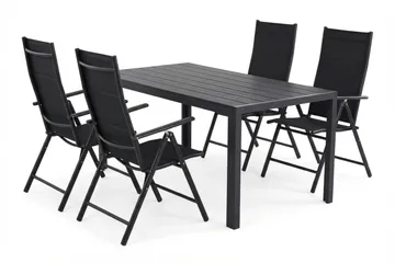Siri spisegruppe utendørs 150 cm med 4 Maggie polstret sammenleggbar regulerbar stol - Hagemøbler & utemiljø - Hagegruppe - Spisegrupper hage