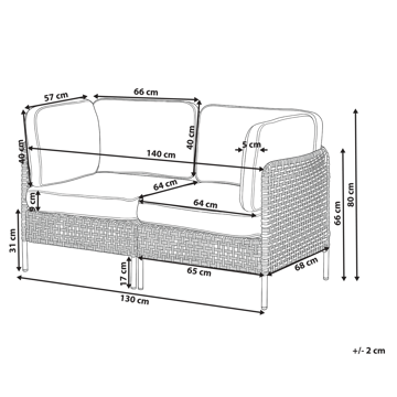 Sofa utendørs med bord 2-seter Omegana kunstrotting - Beige/svart - Hagemøbler & utemiljø - Hagegruppe - Sofagruppe utendørs