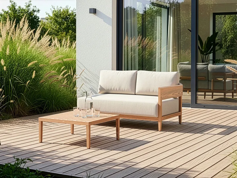 Sofa utendørs med bord 2-seter Sampieri - Brun/Beige - Hagemøbler & utemiljø - Hagegruppe - Sofagruppe utendørs
