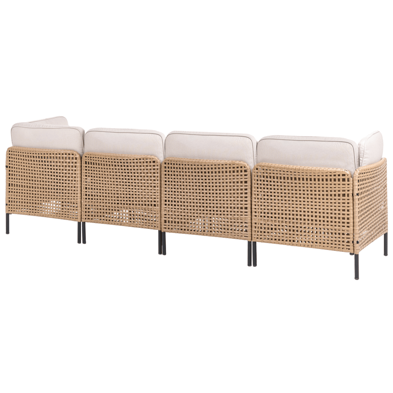 Sofa utendørs med bord 4-seter Omegana modulær kunstrotting - Beige/svart - Hagemøbler & utemiljø - Hagegruppe - Sofagruppe utendørs
