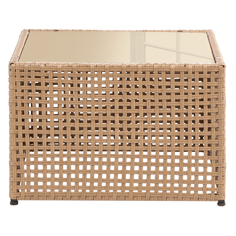 Sofa utendørs med bord 4-seter Omegana modulær kunstrotting - Beige/svart - Hagemøbler & utemiljø - Hagegruppe - Sofagruppe utendørs