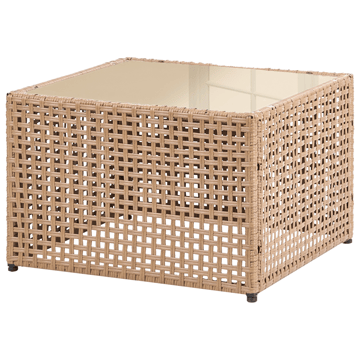 Sofa utendørs med bord 4-seter Omegana modulær kunstrotting - Beige/svart - Hagemøbler & utemiljø - Hagegruppe - Sofagruppe utendørs