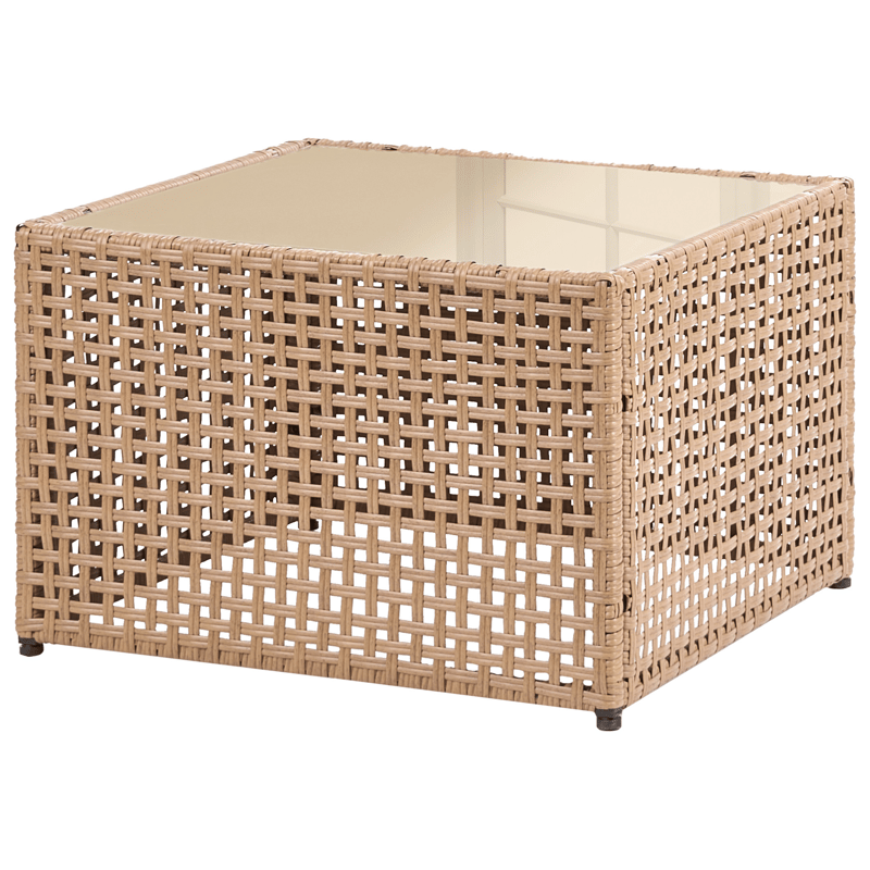 Sofa utendørs med bord 4-seter Omegana modulær kunstrotting - Beige/svart - Hagemøbler & utemiljø - Hagegruppe - Sofagruppe utendørs