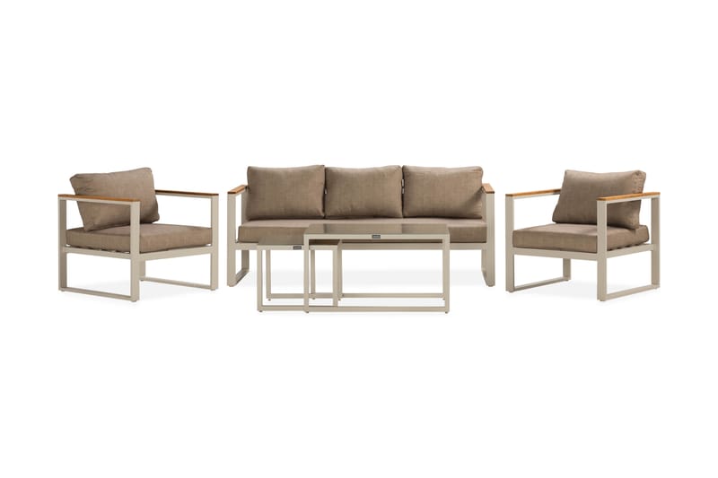 Sofagruppe Aspvik 5-seter - Beige/Grå - Loungegrupper - Sofagruppe utendørs