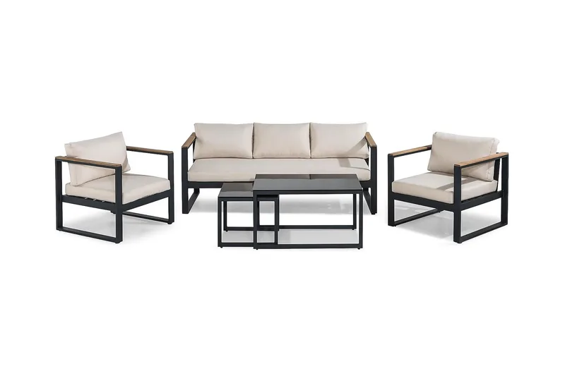 Sofagruppe Aspvik, Svart/Teak