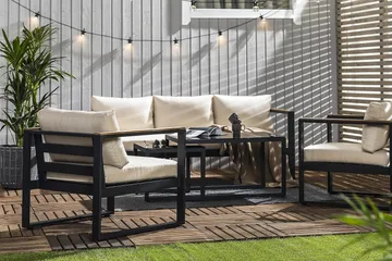 Sofagruppe Aspvik - Svart/Teak - Hagemøbler & utemiljø - Hagegruppe - Sofagruppe utendørs