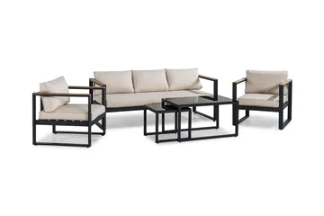 Sofagruppe Aspvik - Svart/Teak - Hagemøbler & utemiljø - Hagegruppe - Sofagruppe utendørs