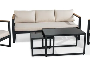 Sofagruppe Aspvik - Svart/Teak - Hagemøbler & utemiljø - Hagegruppe - Sofagruppe utendørs