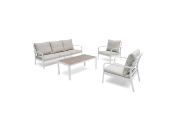 Sofagruppe Hillerstorp Hånger - Hvit ramme Puter gråbeige - Hagemøbler & utemiljø - Hagegruppe - Sofagruppe utendørs