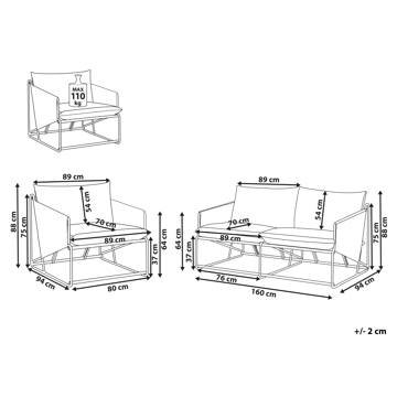 Sofagruppe utendørs 3-seter Ponte - Grå - Hagemøbler & utemiljø - Hagegruppe - Sofagruppe utendørs