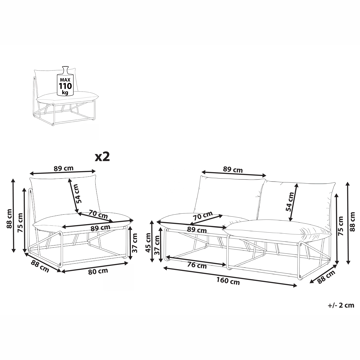 Sofagruppe utendørs 4-seter Pico - Grå - Hagemøbler & utemiljø - Hagegruppe - Sofagruppe utendørs
