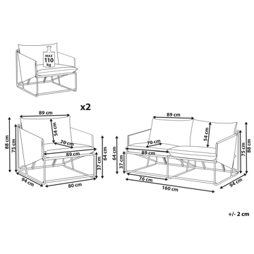 Sofagruppe utendørs 4-seter Ponte - Grå - Hagemøbler & utemiljø - Hagegruppe - Sofagruppe utendørs