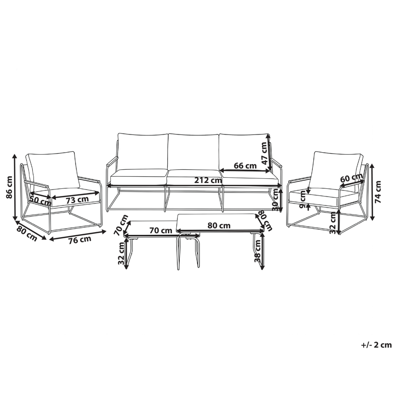 Sofagruppe utendørs 5-seter Venaria med bord - Hvit/Beige - Hagemøbler & utemiljø - Hagegruppe - Sofagruppe utendørs