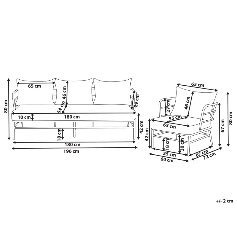 Sofagruppe utendørs 5-seter Ponzone - Beige/Svart - Hagemøbler & utemiljø - Hagegruppe - Sofagruppe utendørs