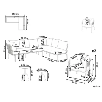 Sofagruppe utendørs 7-seter Robella med bord - Beige/Hvit/Brun - Hagemøbler & utemiljø - Hagegruppe - Sofagruppe utendørs