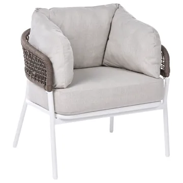 Sofagruppe utendørs 7-seter Robella med bord - Beige/Hvit/Brun - Hagemøbler & utemiljø - Hagegruppe - Sofagruppe utendørs