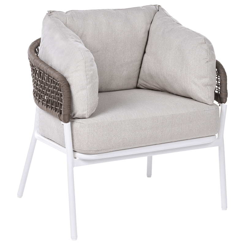 Sofagruppe utendørs 7-seter Robella med bord - Beige/Hvit/Brun - Hagemøbler & utemiljø - Hagegruppe - Sofagruppe utendørs