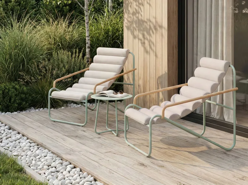 Sofagruppe utendørs med bord 2-seter Pasto - Grønn/Beige - Hagemøbler & utemiljø - Hagegruppe - Cafemøbler & cafesett