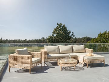 Sofagruppe utendørs med bord 4-seter Calasetta venstrevendt kunstrotting - Beige - Hagemøbler & utemiljø - Hagegruppe - Sofagruppe utendørs
