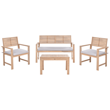 Sofagruppe utendørs med bord 4-seter Fiames akasietre - Brun/grå - Hagemøbler & utemiljø - Hagegruppe - Sofagruppe utendørs