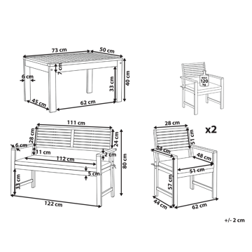 Sofagruppe utendørs med bord 4-seter Fiames akasietre - Brun/grå - Hagemøbler & utemiljø - Hagegruppe - Sofagruppe utendørs