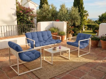 Sofagruppe utendørs med bord 4-seter Garda - Blå/Hvit - Hagemøbler & utemiljø - Hagegruppe - Sofagruppe utendørs