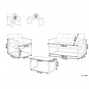 Sofagruppe utendørs med bord 4-seter Garda - Grønn/Hvit - Hagemøbler & utemiljø - Hagegruppe - Sofagruppe utendørs