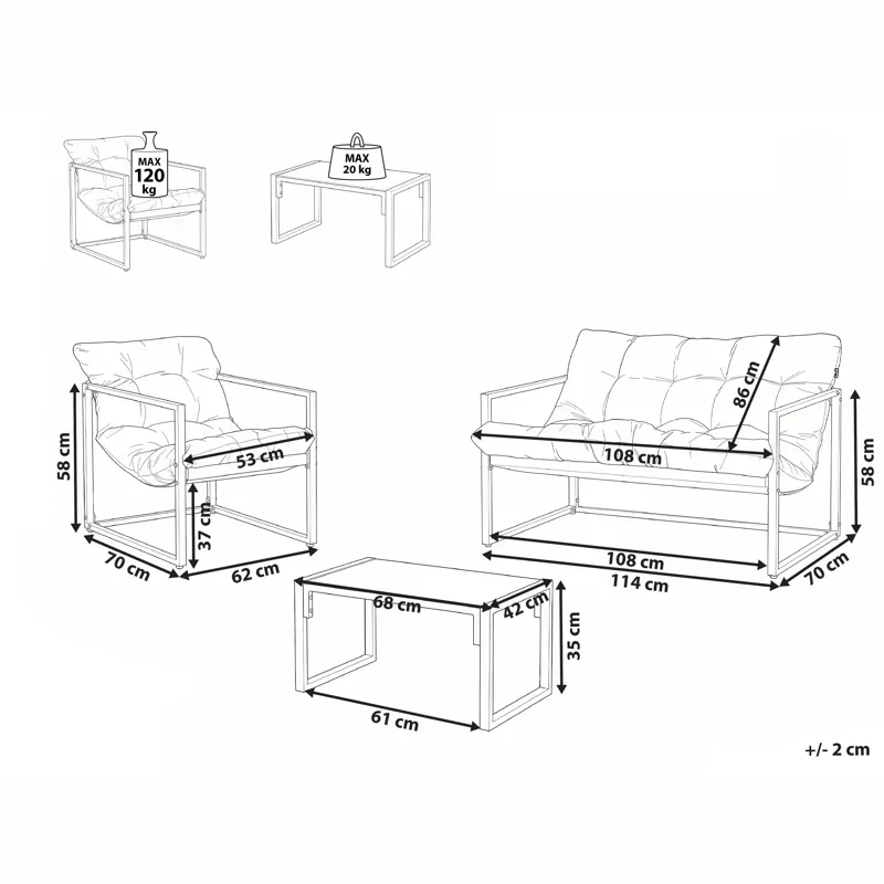 Sofagruppe utendørs med bord 4-seter Garda - Grønn/Hvit - Hagemøbler & utemiljø - Hagegruppe - Sofagruppe utendørs