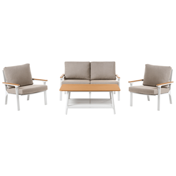 Sofagruppe utendørs med bord 4-seter Orero - Beige/Hvit/Brun - Hagemøbler & utemiljø - Hagegruppe - Sofagruppe utendørs