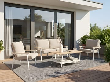 Sofagruppe utendørs med bord 4-seter Orero - Beige/Hvit/Brun - Hagemøbler & utemiljø - Hagegruppe - Sofagruppe utendørs