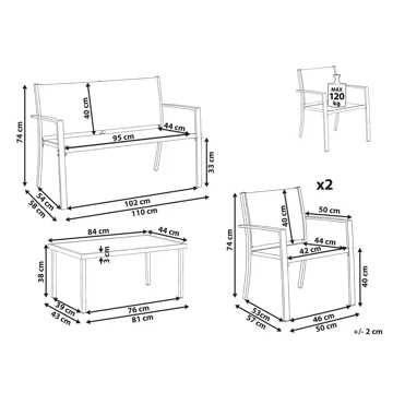 Sofagruppe utendørs med bord 4-seter Tavoleto - Grå - Hagemøbler & utemiljø - Hagegruppe - Sofagruppe utendørs