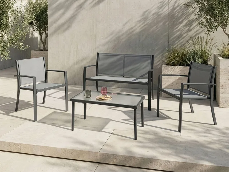 Sofagruppe utendørs med bord 4-seter Tavoleto - Grå - Hagemøbler & utemiljø - Hagegruppe - Sofagruppe utendørs