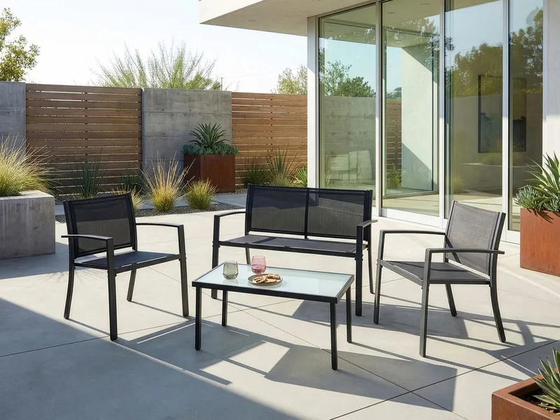 Sofagruppe utendørs med bord 4-seter Tavoleto - Mørkegrå - Hagemøbler & utemiljø - Hagegruppe - Sofagruppe utendørs