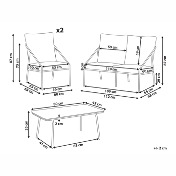 Sofagruppe utendørs med bord 4-seter Ustica - Svart/Hvit - Hagemøbler & utemiljø - Hagegruppe - Sofagruppe utendørs