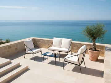 Sofagruppe utendørs med bord 4-seter Ustica - Svart/Hvit - Hagemøbler & utemiljø - Hagegruppe - Sofagruppe utendørs