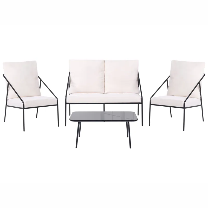 Sofagruppe utendørs med bord 4-seter Ustica, Svart/Hvit