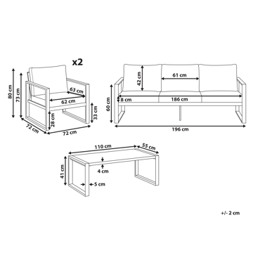 Sofagruppe utendørs med bord 5-seter Gelso - Grå/Brun - Hagemøbler & utemiljø - Hagegruppe - Sofagruppe utendørs