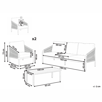 Sofagruppe utendørs med bord 5-seter Murato - Beige - Hagemøbler & utemiljø - Hagegruppe - Sofagruppe utendørs