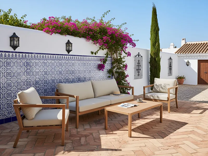 Sofagruppe utendørs med bord 5-seter Oneta - Brun/Beige - Hagemøbler & utemiljø - Hagegruppe - Sofagruppe utendørs