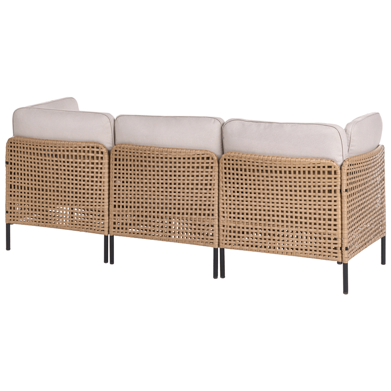 Sofagruppe utendørs med bord 6-seter Omegana modulær kunstrotting - Beige/svart - Hagemøbler & utemiljø - Hagegruppe - Sofagruppe utendørs