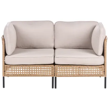 Sofagruppe utendørs med bord 6-seter Omegana modulær kunstrotting - Beige/svart - Hagemøbler & utemiljø - Hagegruppe - Sofagruppe utendørs