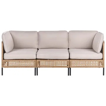 Sofagruppe utendørs med bord 6-seter Omegana modulær kunstrotting - Beige/svart - Hagemøbler & utemiljø - Hagegruppe - Sofagruppe utendørs