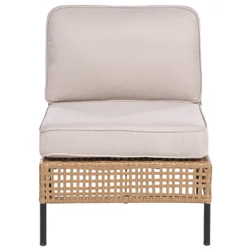 Sofagruppe utendørs med bord 6-seter Omegana modulær kunstrotting - Beige/svart - Hagemøbler & utemiljø - Hagegruppe - Sofagruppe utendørs