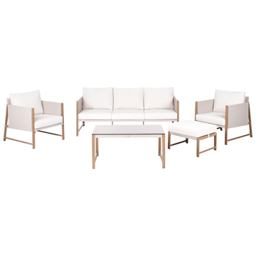 Sofagruppe utendørs med bord og fotskammel 5-seter Nola - Beige/Brun - Hagemøbler & utemiljø - Hagegruppe - Sofagruppe utendørs