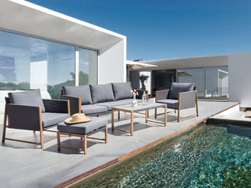 Sofagruppe utendørs med bord og fotskammel 5-seter Nola - Grå/Brun - Hagemøbler & utemiljø - Hagegruppe - Sofagruppe utendørs