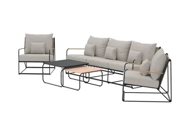 Sofagruppe Palazzo 3-seters sofa + 2 lenestoler med bord utendørs - Svart - Hagemøbler & utemiljø - Hagegruppe - Sofagruppe utendørs